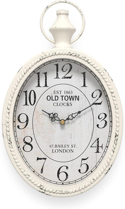 Menterry Small Retro Oval Wall Clock, Antique Old Design, Battery Operated
