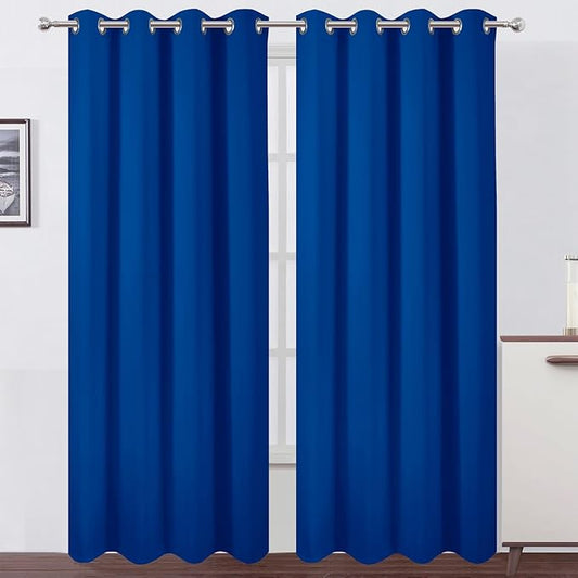LEMOMO Blackout Curtains 52 x 90 Inch Long Royal Blue Curtains Set of 2 Panels