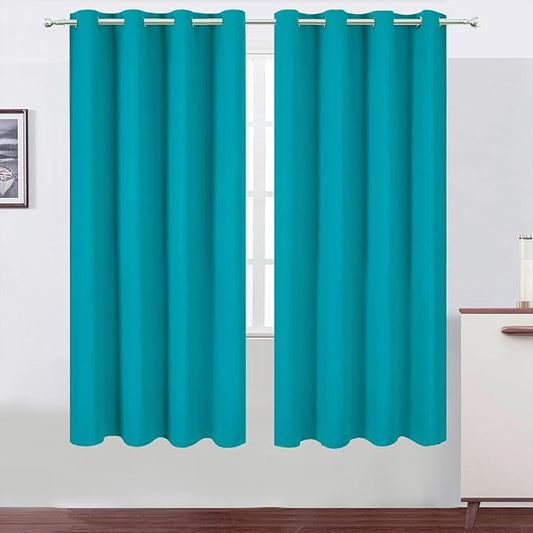 LEMOMO Blackout Curtains 66 x 72 Inch Long Teal Curtains Set of 2 Panels Room