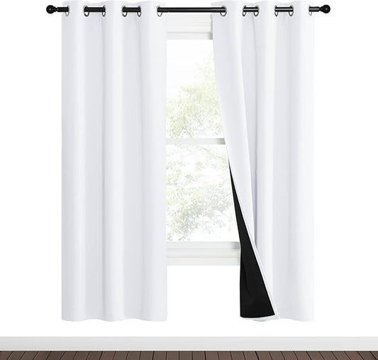 NICETOWN White Blackout Curtains 70 inches Long, 2 Pieces, Full Light Blocking