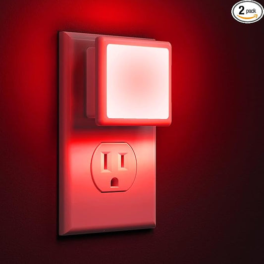 L LOHAS LED Red Night Lights Plug into Wall 2-Pack, 0.3W Plug in Night Light
