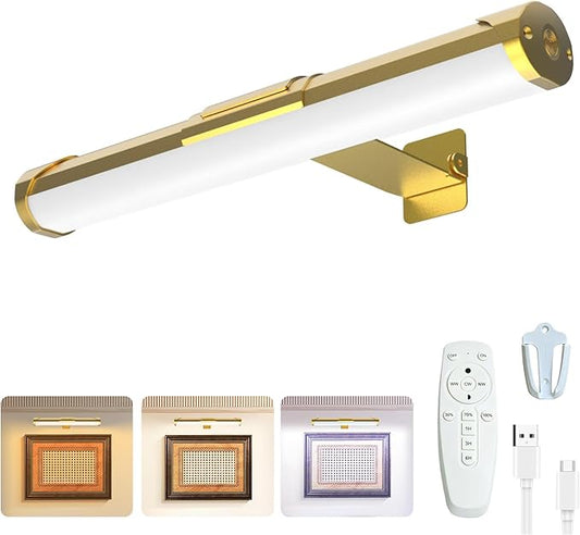MIOBLUE Picture Light with Remote and Timer, 13.8in Rechargeable Picture Light
