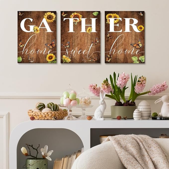 GUBIYU Farmhouse Dining Room Wall Art Gather Signs