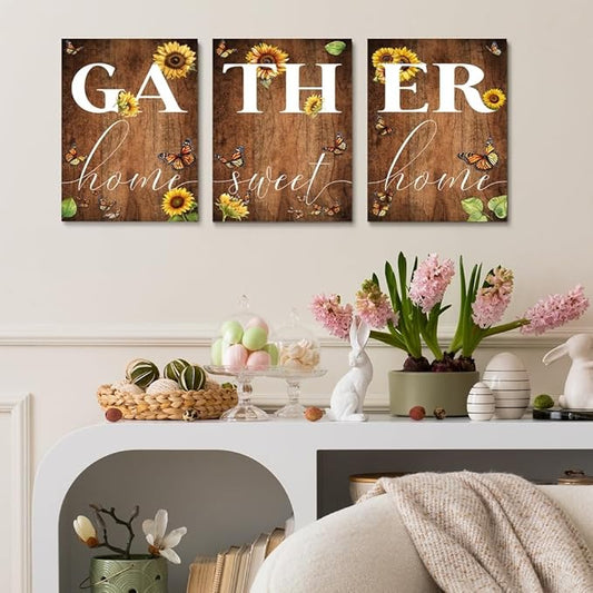 GUBIYU Farmhouse Dining Room Wall Art Gather Signs