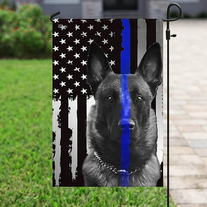 Flags-Belgian Malinois. Police Dog. K9 Flag THB2142F, Garden Flag (11.5" x 17.5")-USA House Garden Flags Premium Polyester-Decorative Outdoor Flags