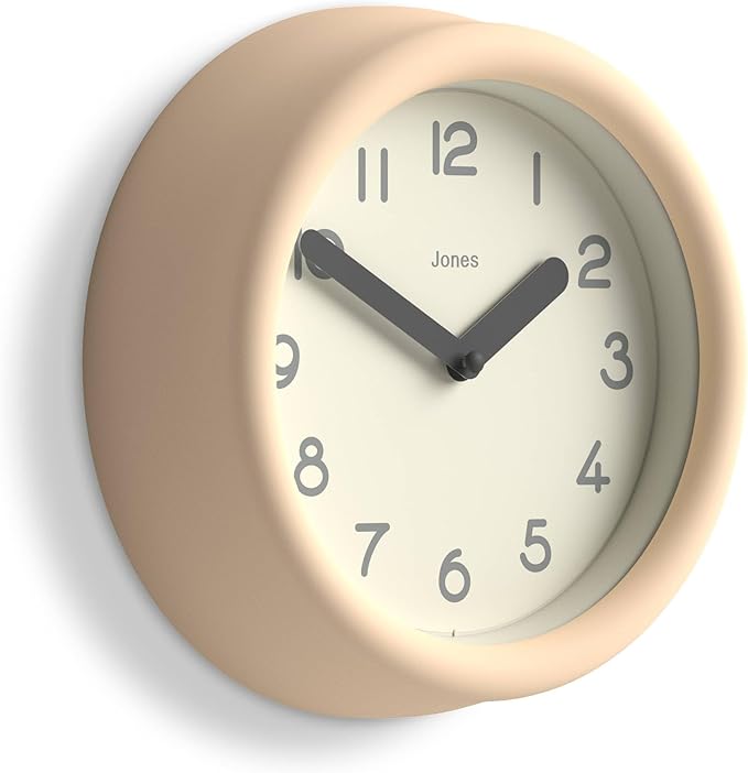JONES CLOCKS® Fuze wall Clock | Small Round Clock | Beige | Playful Modern