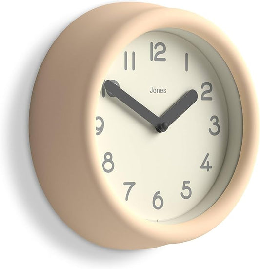 JONES CLOCKS® Fuze wall Clock | Small Round Clock | Beige | Playful Modern