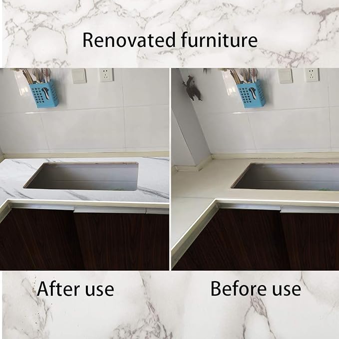 BAYYA White Marble Granite Wallpaper Peel and Stick Countertops Contact Paper