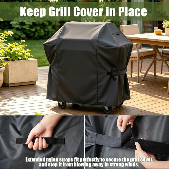 Grill Cover, 58-inch Heavy Duty Oxford Outside Waterproof Grill Covers, Dust-Proof Windproof UV Resistant BBQ Gas Cover Fit Most Brands Char Broil, Weber, Brinkmann, Holland