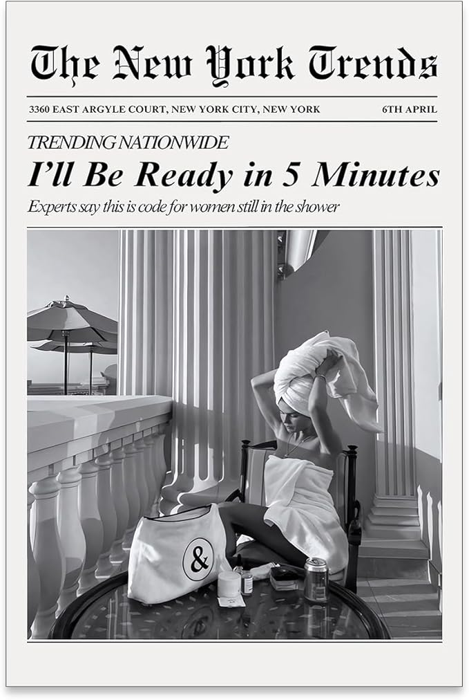 Vintage Newspaper Wall Art Trendy Black and White Aesthetic Posters Funny I'll