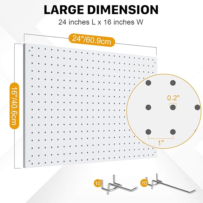 Peg Board, 2 Pack Metal Pegboard Panels White Pegboards Wall Organizer