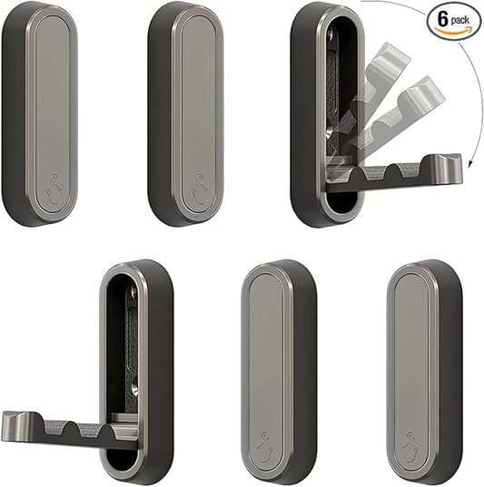 6PCS Foldable Wall Hooks, Zinc Alloy Flip Down Hooks, Retractable Wall Hooks