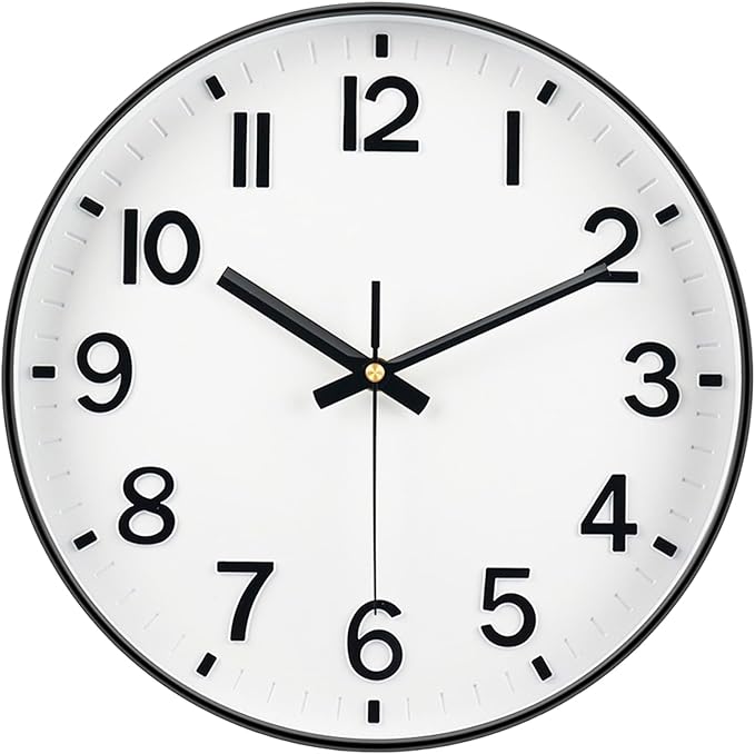 Modern Wall Clock, 10 Inch Digital Wall Clocks Battery Operated, Round Non