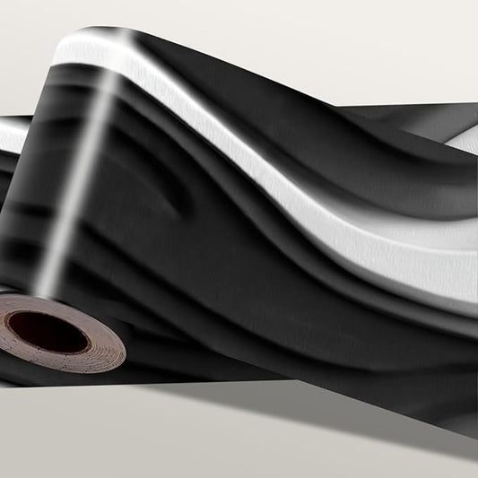 Black and White Wave Wallpaper Border 196x4 Inch Peel and Stick Wall Border