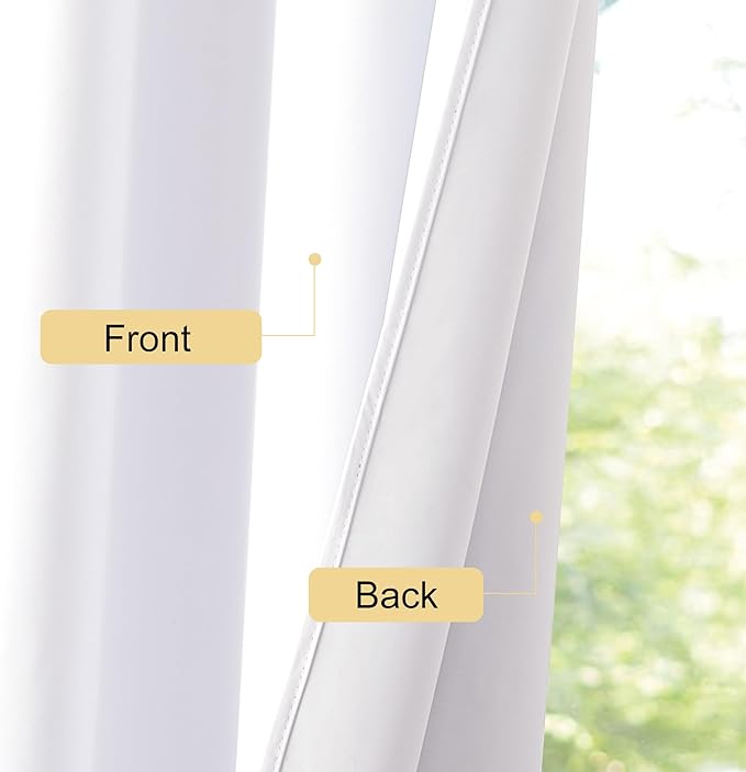 NICETOWN Bedroom 100% Blackout Curtains, 2 Panels, 34 by 72, Snow White