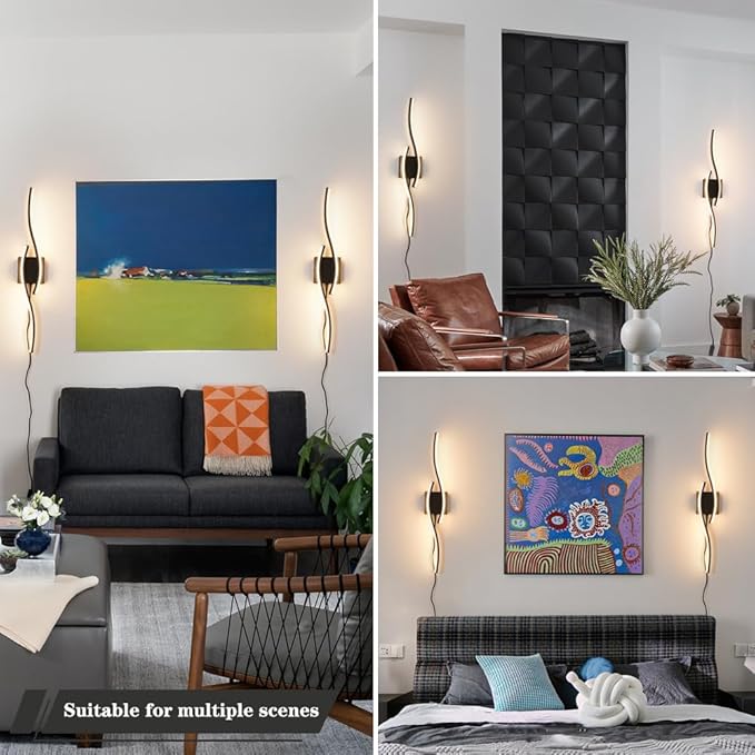 Plug in Wall Sconces Set of 2, Modern Plug in Sconce