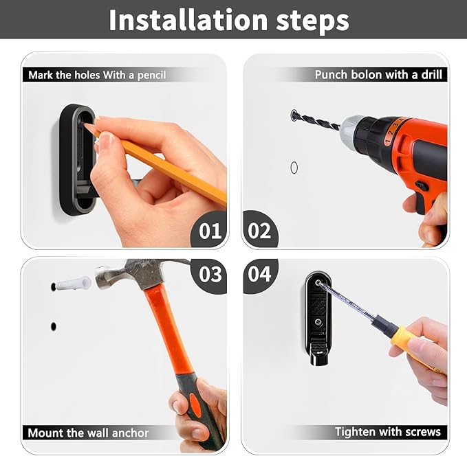 4PCS Foldable Wall Hooks, Flip Down Design