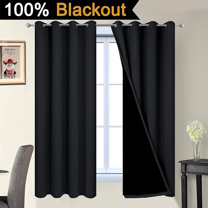 Yakamok 63 Inch Length 100% Blackout Curtains