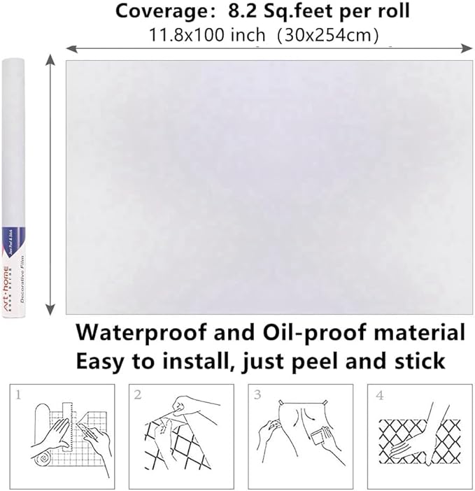 Arthome 11.8"x100" White Contact Paper, Peel and Stick Matte Wallpaper