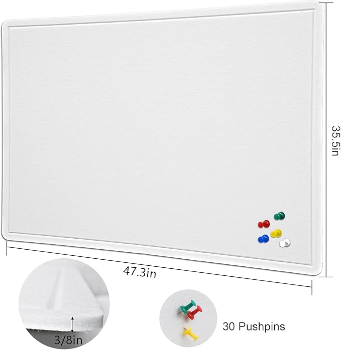 Large Bulletin Board, 48 X 36 inches Felt Board Notice Pin Board, Self-Adhesive