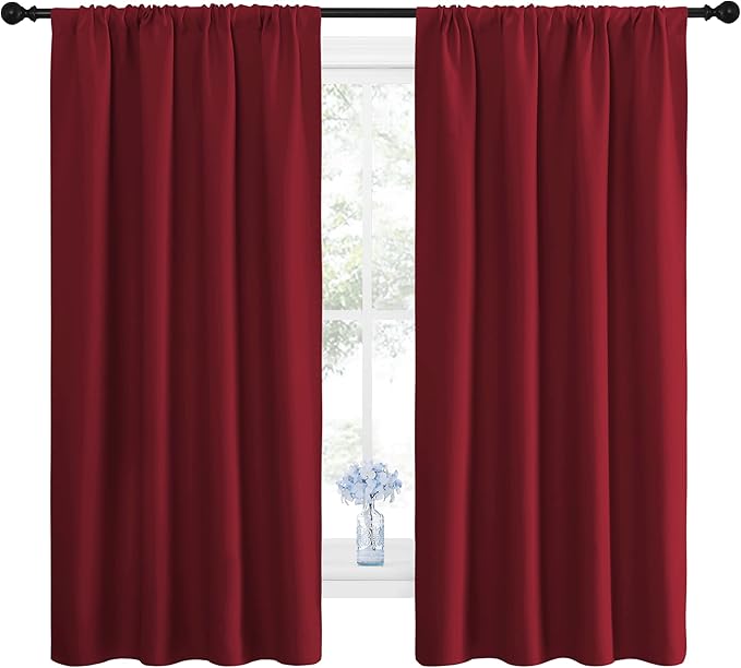NICETOWN Christmas Burgundy Blackout Curtains and Drapes