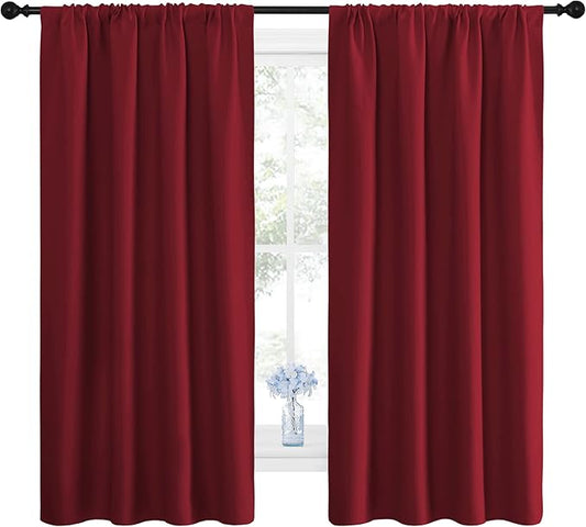 NICETOWN Christmas Burgundy Blackout Curtains and Drapes