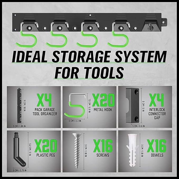 SWANLAKE Plastic 64 Inch Adjustable Storage System, Wall Mounted Hooks Tool