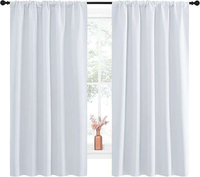 NICETOWN Greyish White Bedroom Curtain Panels