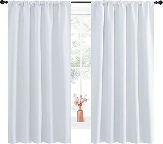 NICETOWN Greyish White Bedroom Curtain Panels