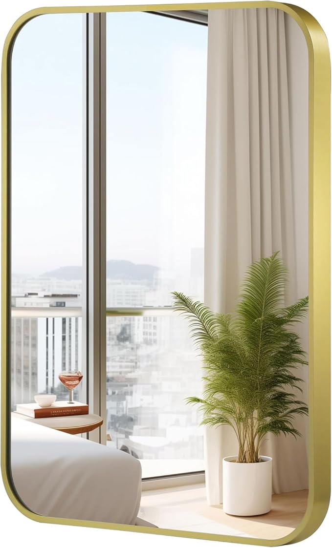 20x30 Inch Gold Mirror, Framed Rectangle Mirror