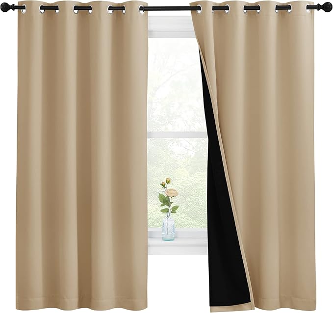 NICETOWN Bedroom Full Blackout Curtain Panels, Super Thick Insulated Window
