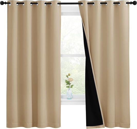 NICETOWN Bedroom Full Blackout Curtain Panels, Super Thick Insulated Window