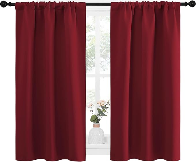 NICETOWN Christmas Burgundy Curtains Blackout Drape Panels