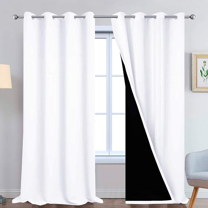 Yakamok 100% Blackout Curtains 108 Inches Long, 2 Thick Layers Thermal
