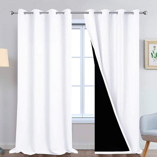 Yakamok 100% Blackout Curtains 108 Inches Long, 2 Thick Layers Thermal