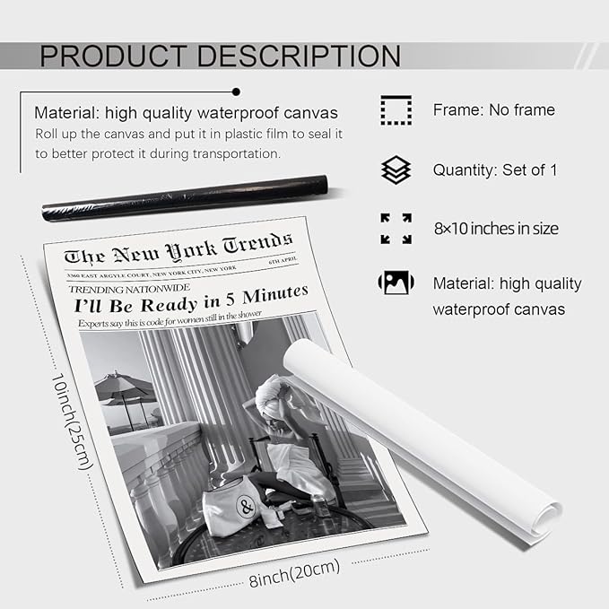 Vintage Newspaper Wall Art Trendy Black and White Aesthetic Posters Funny I'll