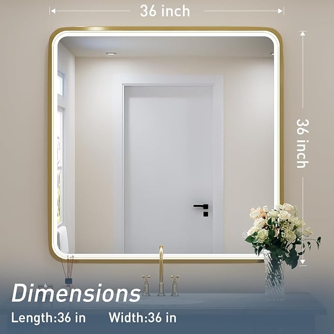 36X36 Inch LED Bathroom Mirrors, Bathroom Vanity Mirror