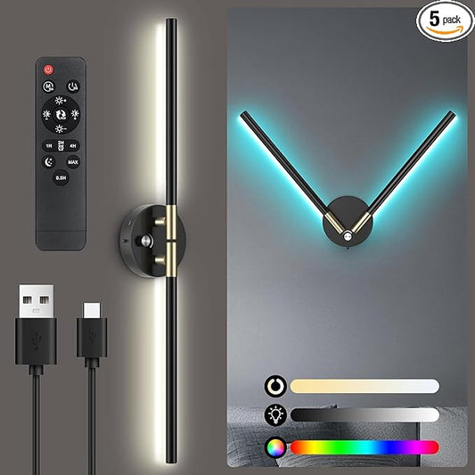 Wall Sconces with 360°DIY Independently Rotatable Lamp, 10000mAh Rechargeable