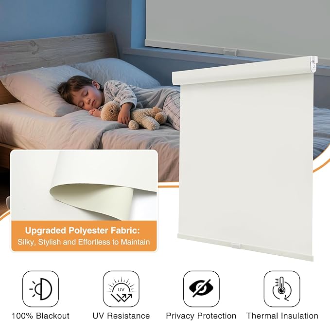 AOSKY No Drill Cordless Blackout Roller Shades