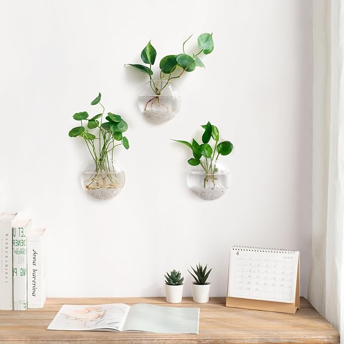 Mkono Wall Hanging Planter Propagation Station Glass Flower Vase