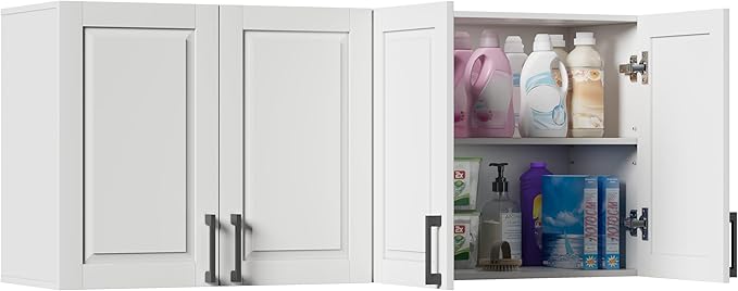 ChooChoo Laundry Room Cabinets, 4 Doors Wall Mounted Storage Cabinet, Kitchen
