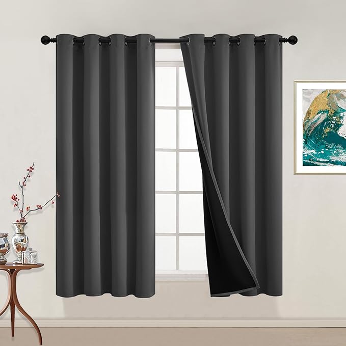 Yakamok 100% Blackout Curtains, 2 Thick Layers Thermal Insulated Total Blackout