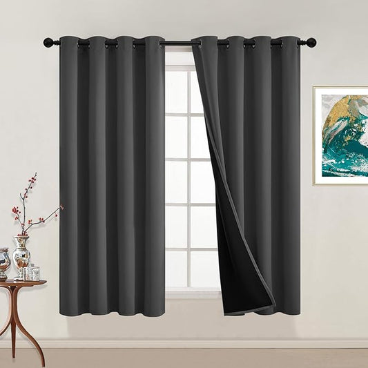 Yakamok 100% Blackout Curtains, 2 Thick Layers Thermal Insulated Total Blackout