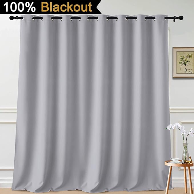Yakamok 100% Blackout Patio Door Curtain Extra Wide Drapes