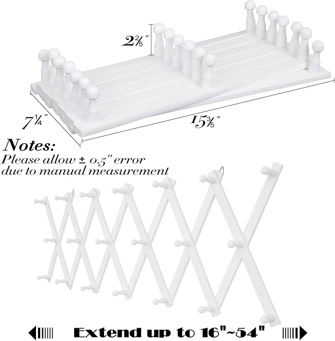 SCUNDA Wall Rack with 20 Hooks, Wooden Wall Expandable Coat Rack