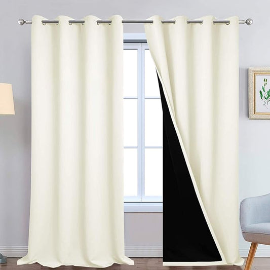Yakamok 100% Blackout Window Curtain Panels, Heat and Full Light Blocking Drapes