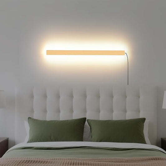 KELUOLY Modern Plug in Wall Sconces, 23.6 inch Frosted Gold LED Long Wall Lights