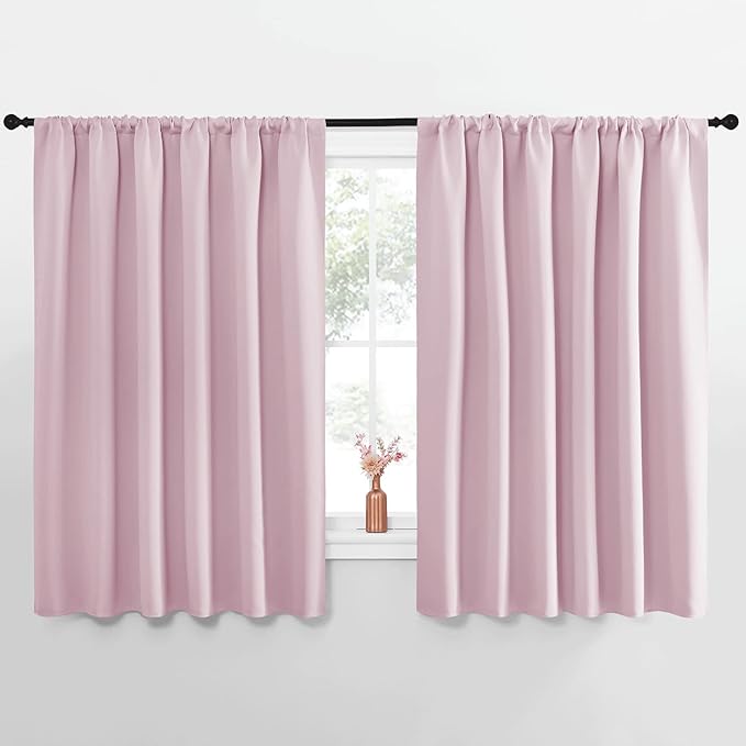 NICETOWN Blackout Curtains for Bedroom, Baby Pink, 1 Pair, 62 by 63-inch