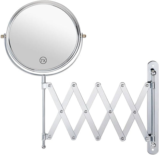 Welllink 8Inch XL Wall Mounted Bathroom Mirror, 1X/7X Magnification,