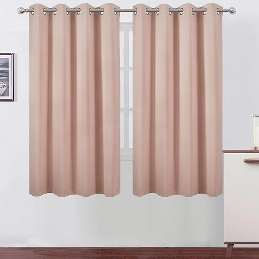 LEMOMO Blush Blackout Curtains 66 x 63 Inch Length/Set of 2 Curtain